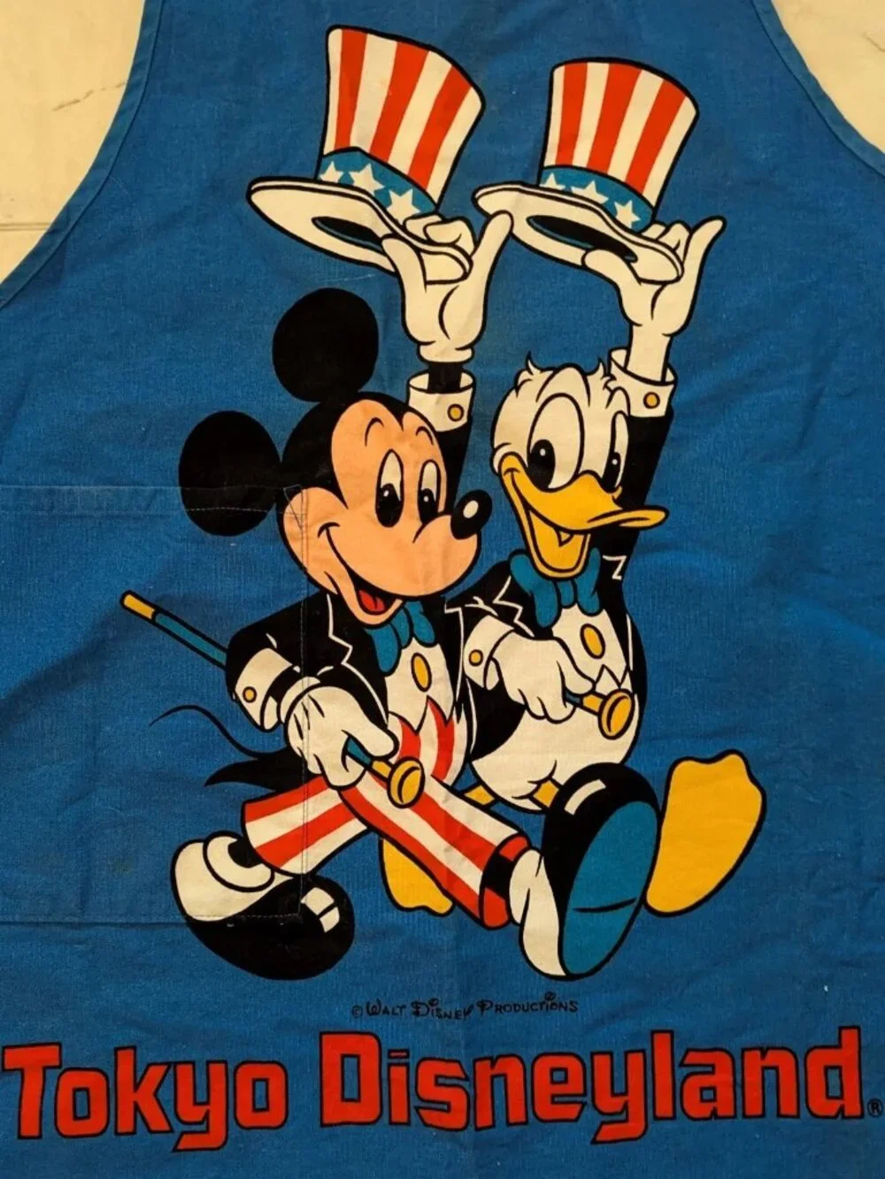 Vintage 1983 Tokyo Disneyland First Opened Mickey Donald 100% Cotton apron
